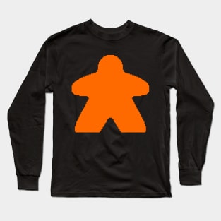 Orange Pixelated Meeple Long Sleeve T-Shirt